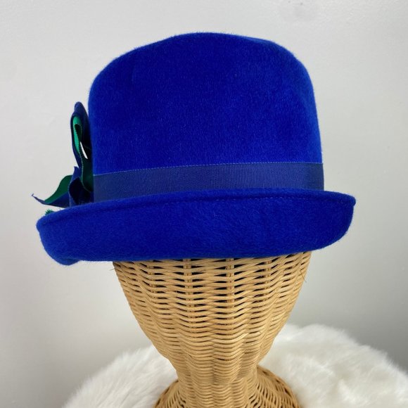Vintage Madeline Glamour Felts Terry Sales Corp Royal Blue w/ Green Wool main image 7